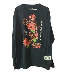 Rare Disney x Neff T Shirt Mens XL Black Long Sleeve Cotton Collaboration Mickey